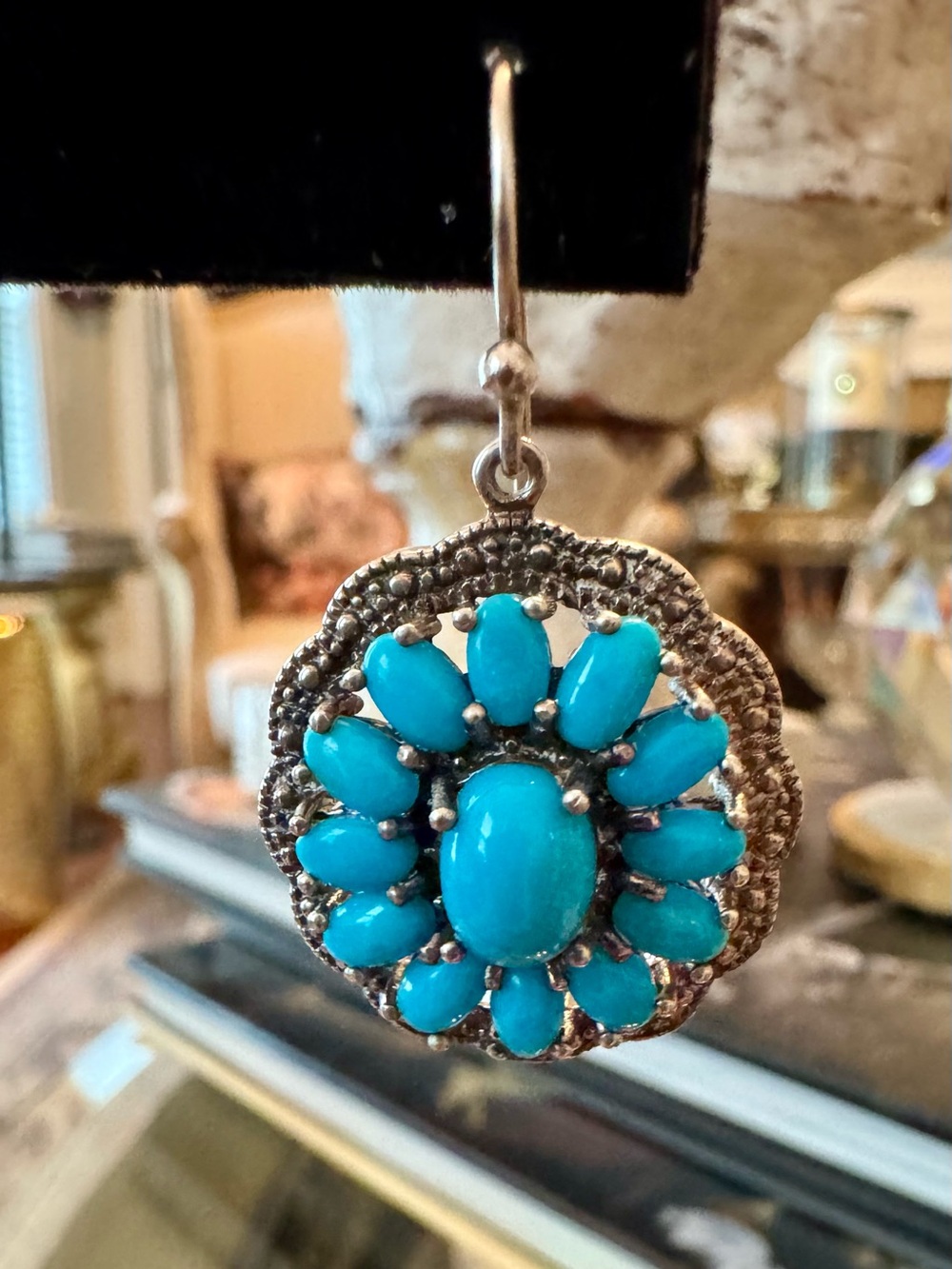 Gorgeous Sleeping Beauty Turquoise Silver Pendant n Earring Suite - Picture 12 of 15